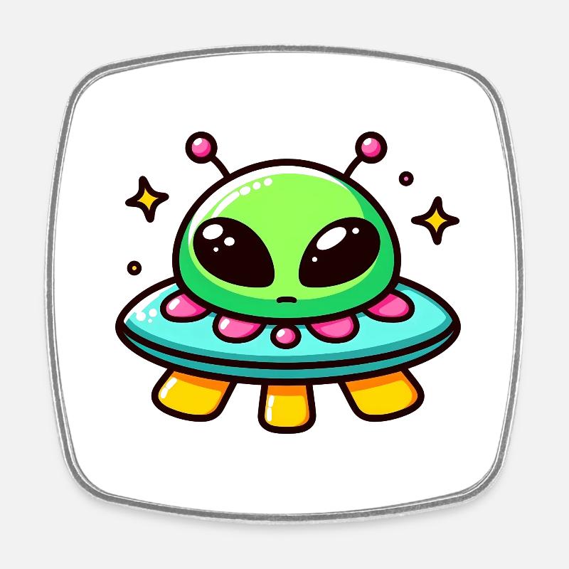 Alien Encounter - Square fridge magnet - white