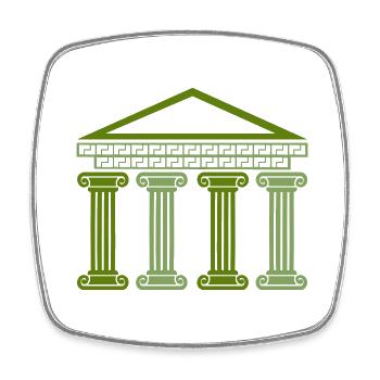 Greek Ancient Building - Square fridge magnet - white - Front