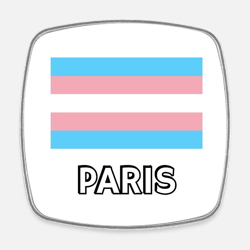 Trans Pride Flag Paris - Square fridge magnet - white