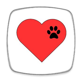Template heart paw print design - Square fridge magnet - white - Front