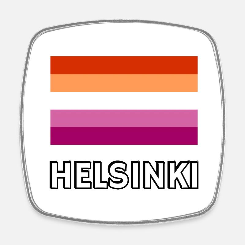 Drapeau de la fierté lesbienne d’Helsinki - Magnet carré - blanc