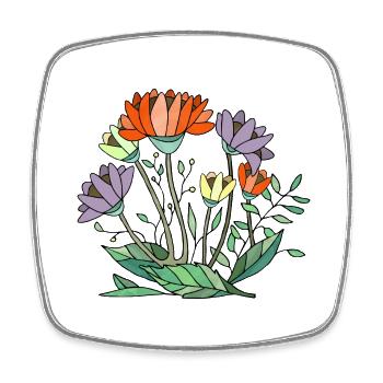 Fleur - Magnet carré - blanc - Devant