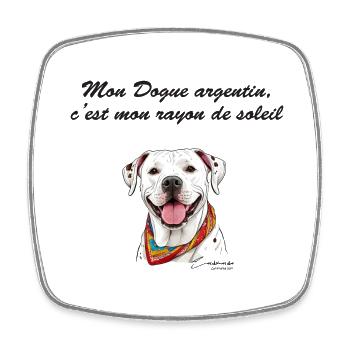 Dogue argentin rayon de soleil - Magnet carré - blanc - Devant