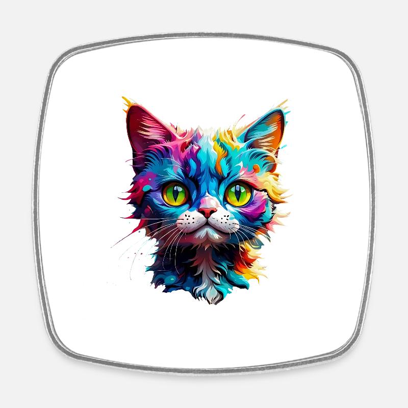 Beware of cats - Square fridge magnet - white