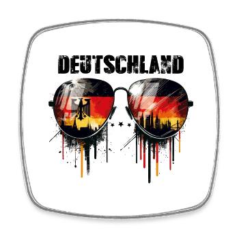 Deutschland Sonnenbrillen Design mit Fahne - Viereckiger Kühlschrankmagnet - Weiß - Vorne