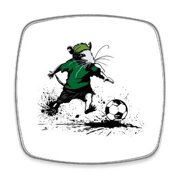 Kickin´ Rat: Fußballfan - Viereckiger Kühlschrankmagnet - Weiß - Vorne