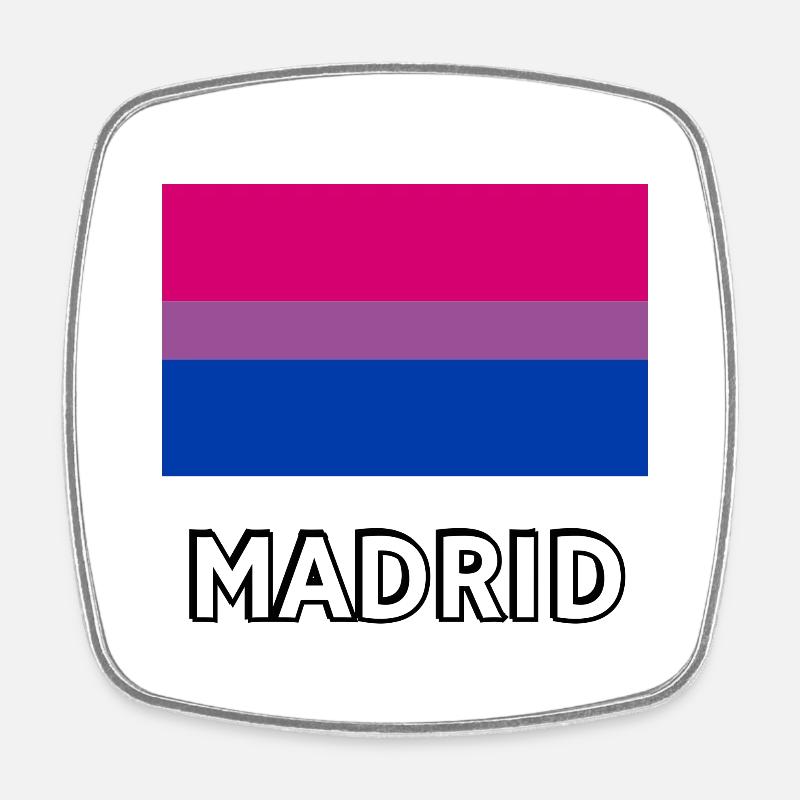 Bi Pride Flag Madrid - Square fridge magnet - white