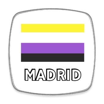 Non binary Pride Flag Madrid - Square fridge magnet - white - Front