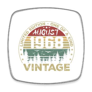 Vintage 1968 Millésime Août 1968 August 1968 Août - Magnet carré - blanc - Devant