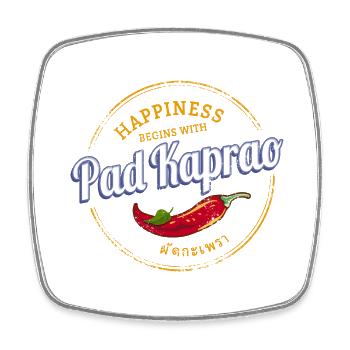 Pad Kaprao Chili Retro Street Food Vintage Thailand - Square fridge magnet - white - Front