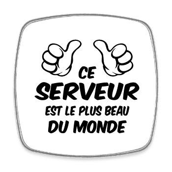 MEILLEUR SERVEUR - Magnet carré - blanc - Devant