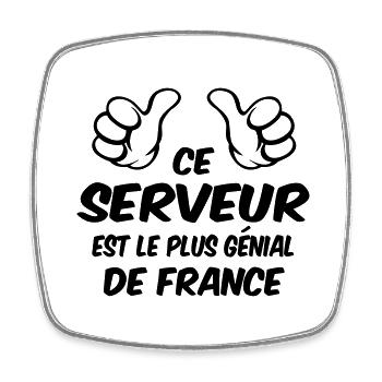 MEILLEUR SERVEUR - Magnet carré - blanc - Devant
