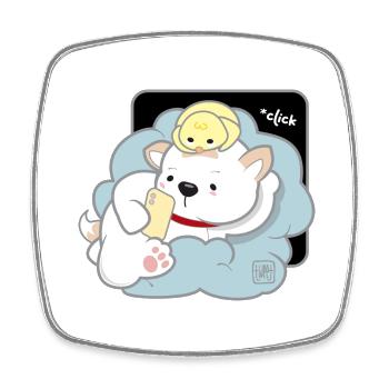 Dog Korean - Japanese Style 03B - Square fridge magnet - white - Front