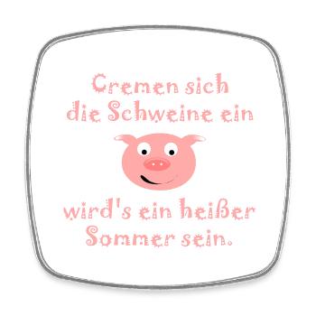 The pigs put on cream - Square fridge magnet - white - Front