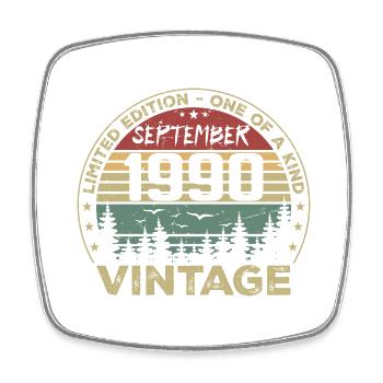 Septembre 1990 Vintage Cadeau D'anniversaire 1990 - Magnet carré - blanc - Devant