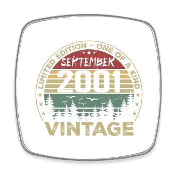 September 2001 Vintage Birthday Gift 2001 - Square fridge magnet - white - Front