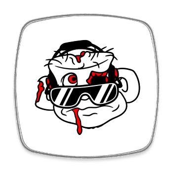Sad DJ Zombie Horror Halloween Party Head - Square fridge magnet - white - Front