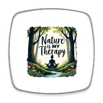 Nature is my Therapy - Meditation im Wald - Viereckiger Kühlschrankmagnet - Weiß - Vorne