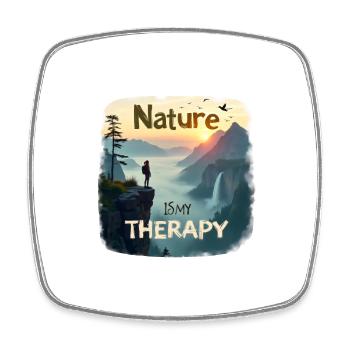 Nature is my Therapy - Wandern in den Bergen - Viereckiger Kühlschrankmagnet - Weiß - Vorne