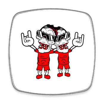 2 DJ Zombies Undead Horror Halloween Party Friends - Square fridge magnet - white - Front