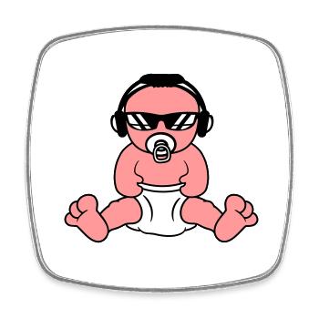 Baby Cooles Sitzendes DJ Süßes Kleinkind Party Fun - Viereckiger Kühlschrankmagnet - Weiß - Vorne