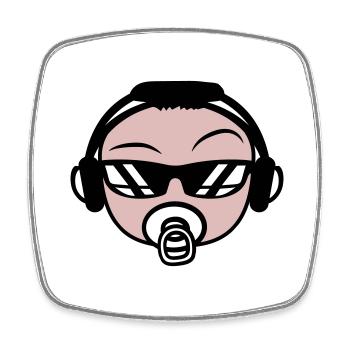 Cool DJ Bébé Mignon Enfant Visage Tête de Fête - Magnet carré - blanc - Devant