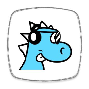 Cool DJ Dino Gesicht Dinosaurier Party Kopf Spaß - Viereckiger Kühlschrankmagnet - Weiß - Vorne