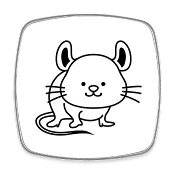Souris Mignon - Magnet carré - blanc - Devant