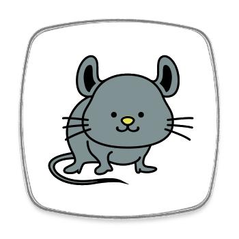 Souris Mignon - Magnet carré - blanc - Devant