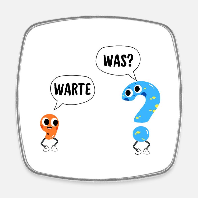 Warte, was? - Wait, what? - Comic Satzzeichen - Viereckiger Kühlschrankmagnet - Weiß