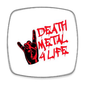 Heavy Death Metal 4 Life Hard Rock Cool Handgeste - Viereckiger Kühlschrankmagnet - Weiß - Vorne