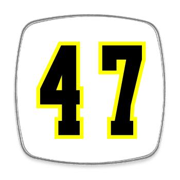 47 Number Jersey - Square fridge magnet - white - Front