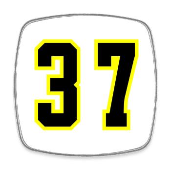 37 Number Jersey - Square fridge magnet - white - Front