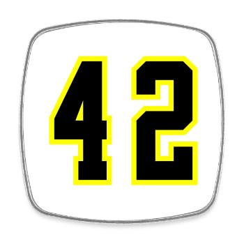42 Number Leotard - Square fridge magnet - white - Front