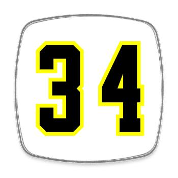 34 Number Jersey - Square fridge magnet - white - Front