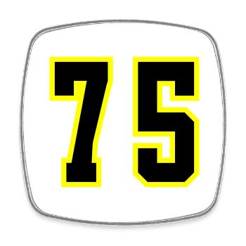 75 Zahl Trikot - Viereckiger Kühlschrankmagnet - Weiß - Vorne