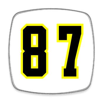 87 Number Leotard - Square fridge magnet - white - Front