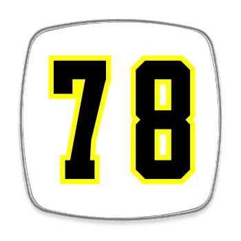 78 Number Jersey - Square fridge magnet - white - Front