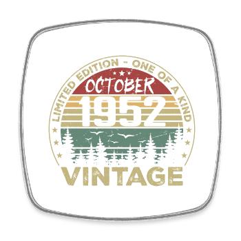 Vintage Anniversary Made in October 1952 - Square fridge magnet - white - Front