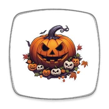 Halloween Kürbis - Viereckiger Kühlschrankmagnet - Weiß - Vorne