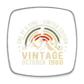 Anniversaire octobre 1980 - Born in October 1980 - Square fridge magnet - white - Front