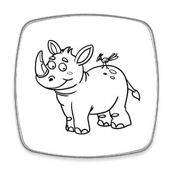 🦏 Nashorn-Motiv für Kinderkleidung, Taschen &mehr - Viereckiger Kühlschrankmagnet - Weiß - Vorne