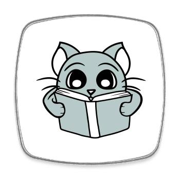 Nerd Katze Liest Roman Buch Schule Lesen Lernen - Viereckiger Kühlschrankmagnet - Weiß - Vorne