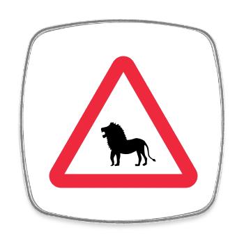 Caution Lion Warning - Square fridge magnet - white - Front