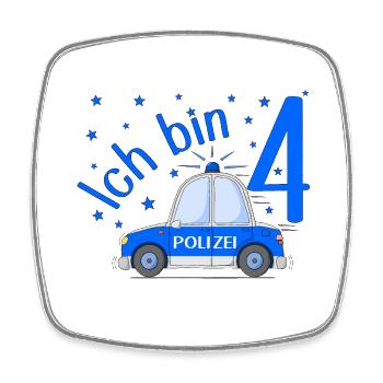 Voiture de Police J’ai 4 Anniversaire Bleu - Magnet carré - blanc - Devant