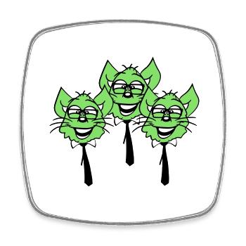 3 Schlaue Nerd Katzen Hornbrille Geek Krawatte Fun - Viereckiger Kühlschrankmagnet - Weiß - Vorne