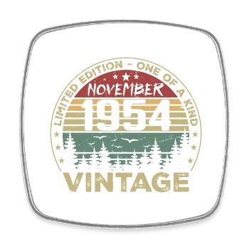 November 1954 Vintage Gift - Born November 1954 - Square fridge magnet - white - Front