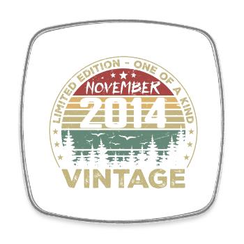 Novembre 2014 Cadeau Vintage - Né en Novembre 2014 - Magnet carré - blanc - Devant