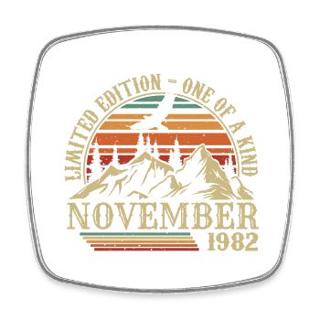Born in November 1982 - Birthday November 1982 - Square fridge magnet - white - Front