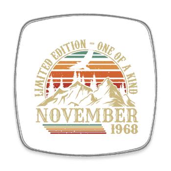 Born in November 1968 - Birthday November 1968 - Square fridge magnet - white - Front